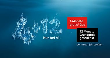 Sichern Sie sich 4 Monate GRATIS-Gas¹ + 12 Monate Grundgebühr geschenkt² und einen attraktiven Arbeitspreis pro kWh! Ideal für Haushalte bis 400.000 kWh.